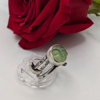 Prehnite Moon Face ring size 8