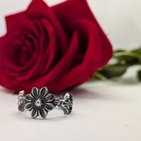 Gothic Flower Sterling Ring size 8.5