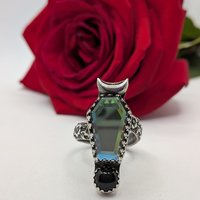 Gothic Coffin Moon Ring size 8