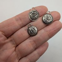 Fine silver old gothic monogram letter pendant