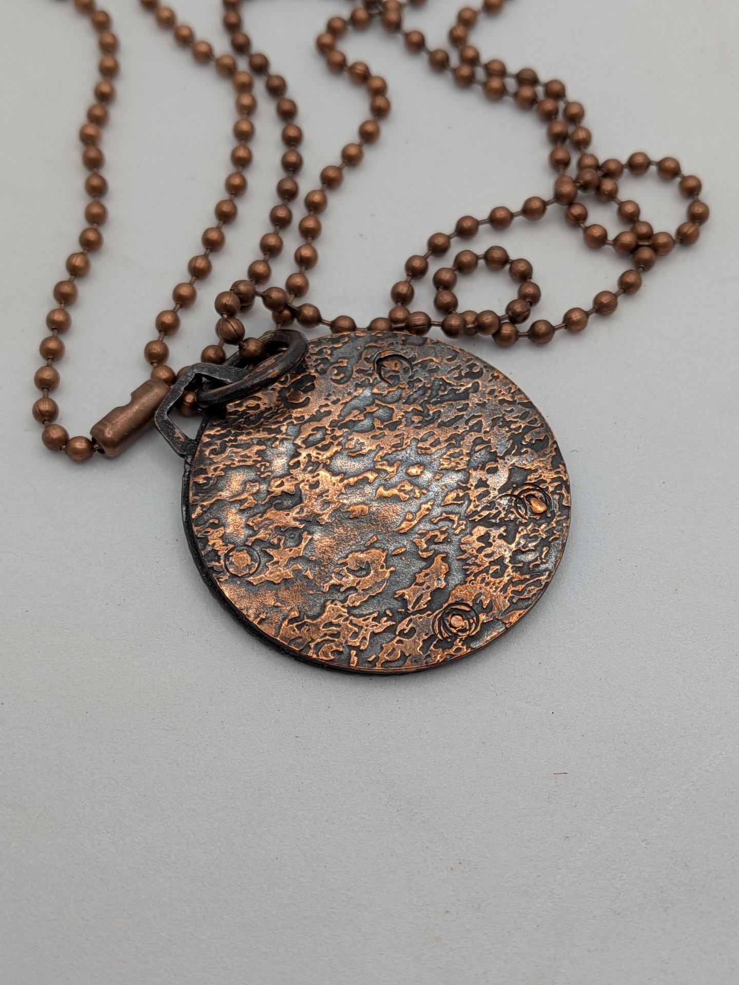 Copper cookie pendant and chain