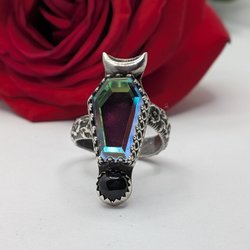 Gothic Coffin Moon Ring size 8